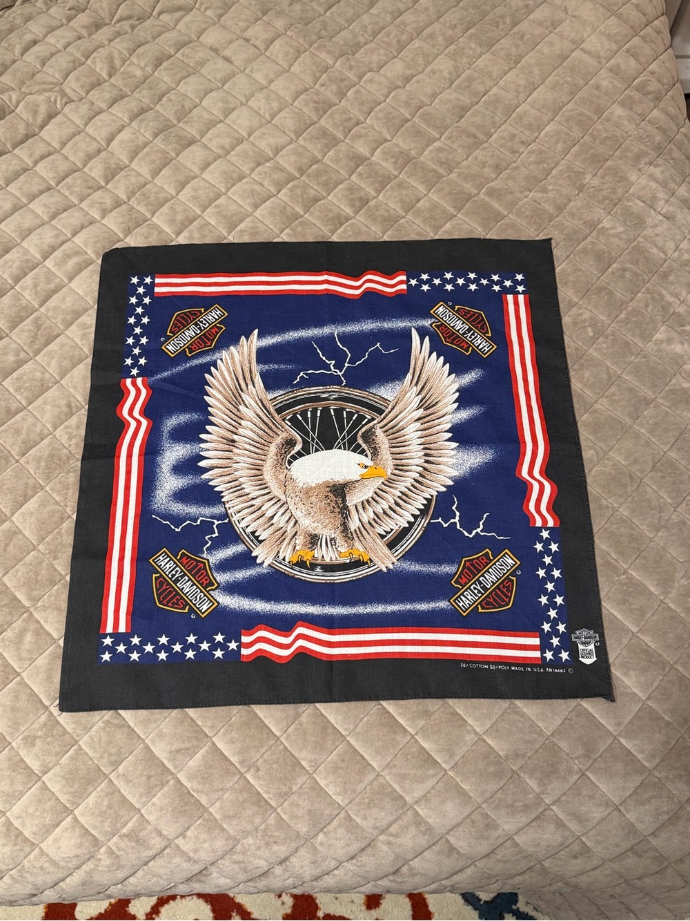 Vintage 1990s official licensed Harley-Davidson biker bandana scarf.